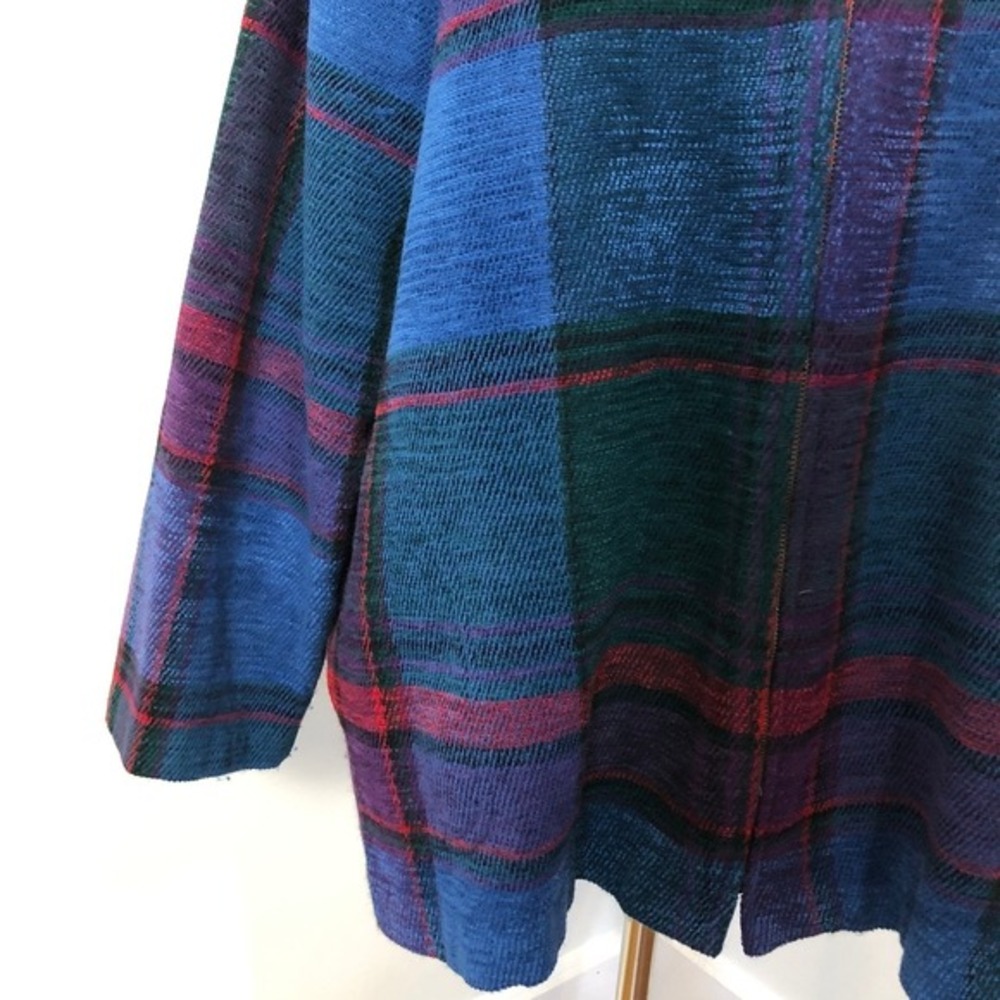 VTG 90s Plaid Zip Sweater Jacket L Grandpa Core‎ Cabin Artsy Oversized - Picture 4 of 8